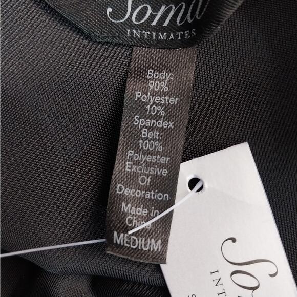 NWT! SOMA! LUXE BLACK STRETCH VELVET FULL LENGTH GOLD TRIMMED SLEEVE ROBE! SZ M - Picture 9 of 12